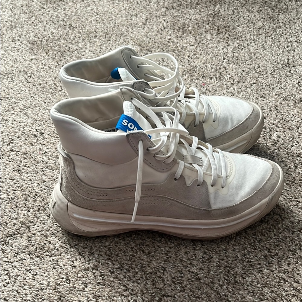 Sorel White and Gray High-Top Sneakers/Platform Sneakers